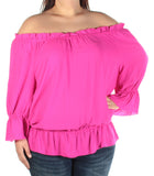 LAUREN RALPH LAUREN Womens Georgette Gathered Casual Top Pink XL