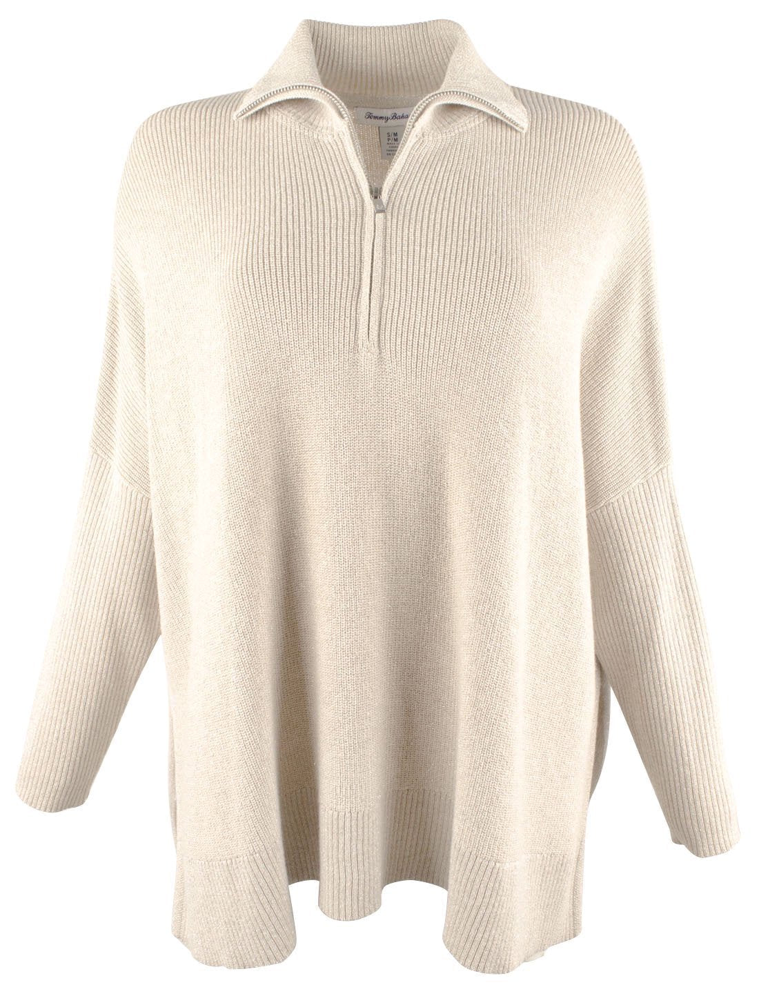 Tommy Bahama Women's Shimmer Bonita Half Zip Long Sleeved Poncho Top-CH-S/M