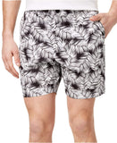 Michael Kors Men's Classic-Fit Palm-Print Poplin Shorts (Black, 33)