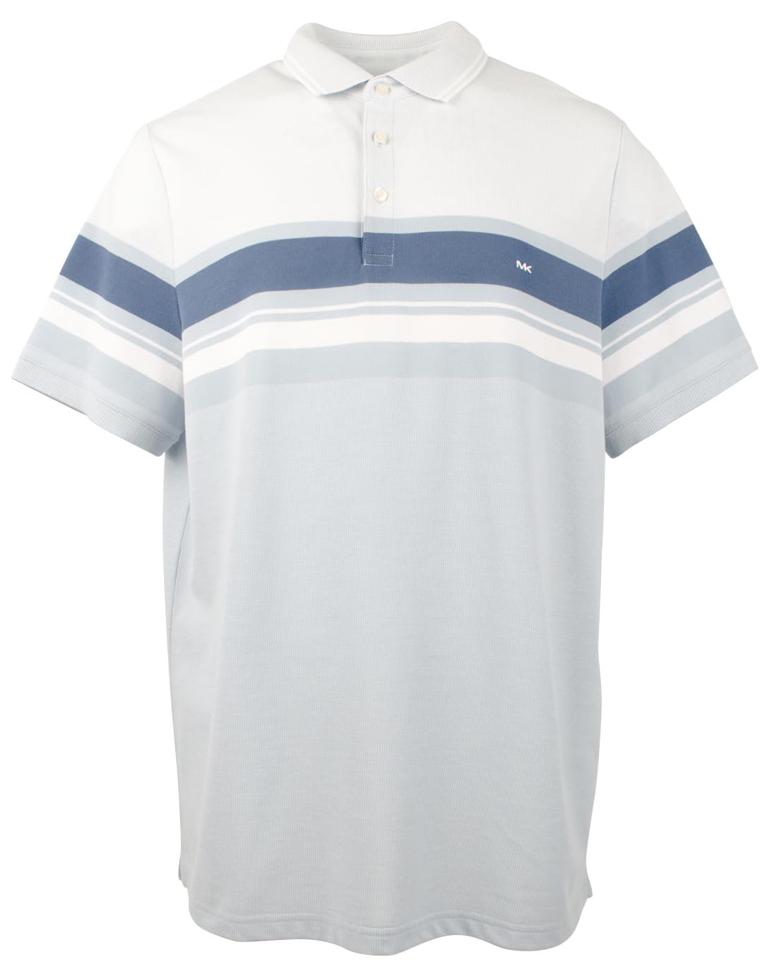 Michael Kors Men's Striped Moisture Wicking Short Sleeved Polo Shirt LT Chambray XXL