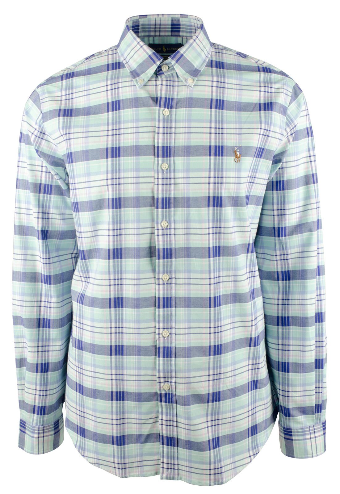 Polo Ralph Lauren Men's Oxford Plaid Slim Fit Stretch Long Sleeves Shirt M X