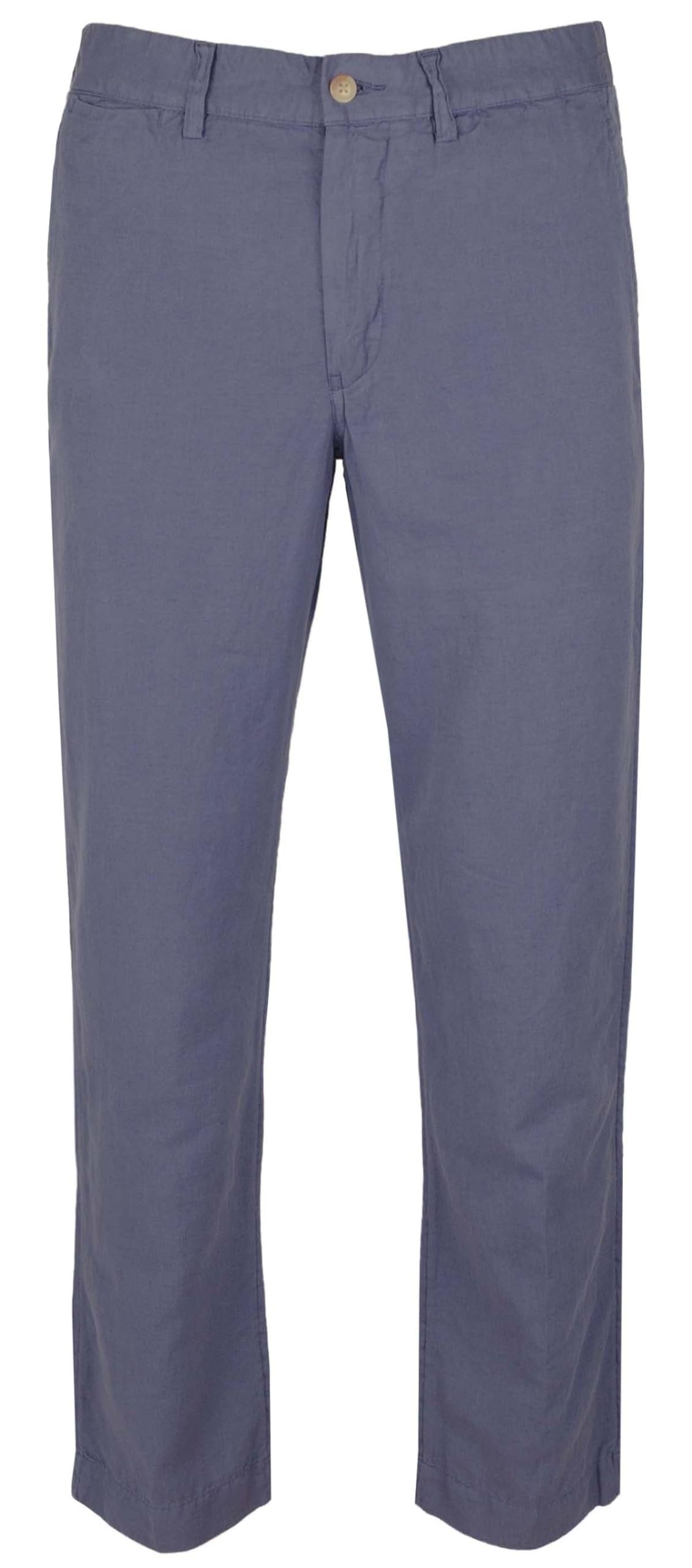 Polo Ralph Lauren Men's Straight Fit Linen Cotton Pants BluH 36x34, Blue Heaven