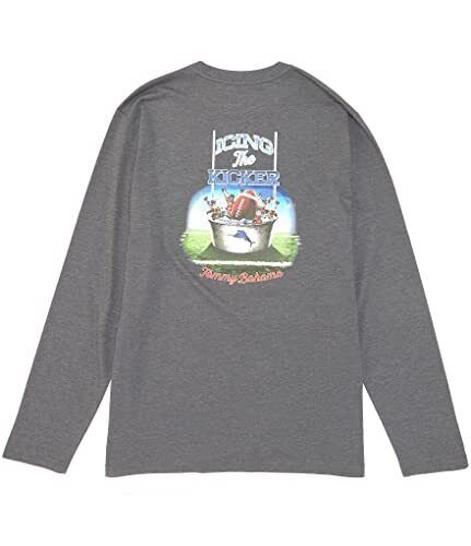Tommy Bahama Men's Icing The Kicker Long Sleeve Pocket Tee Shirt (Coal Heather,