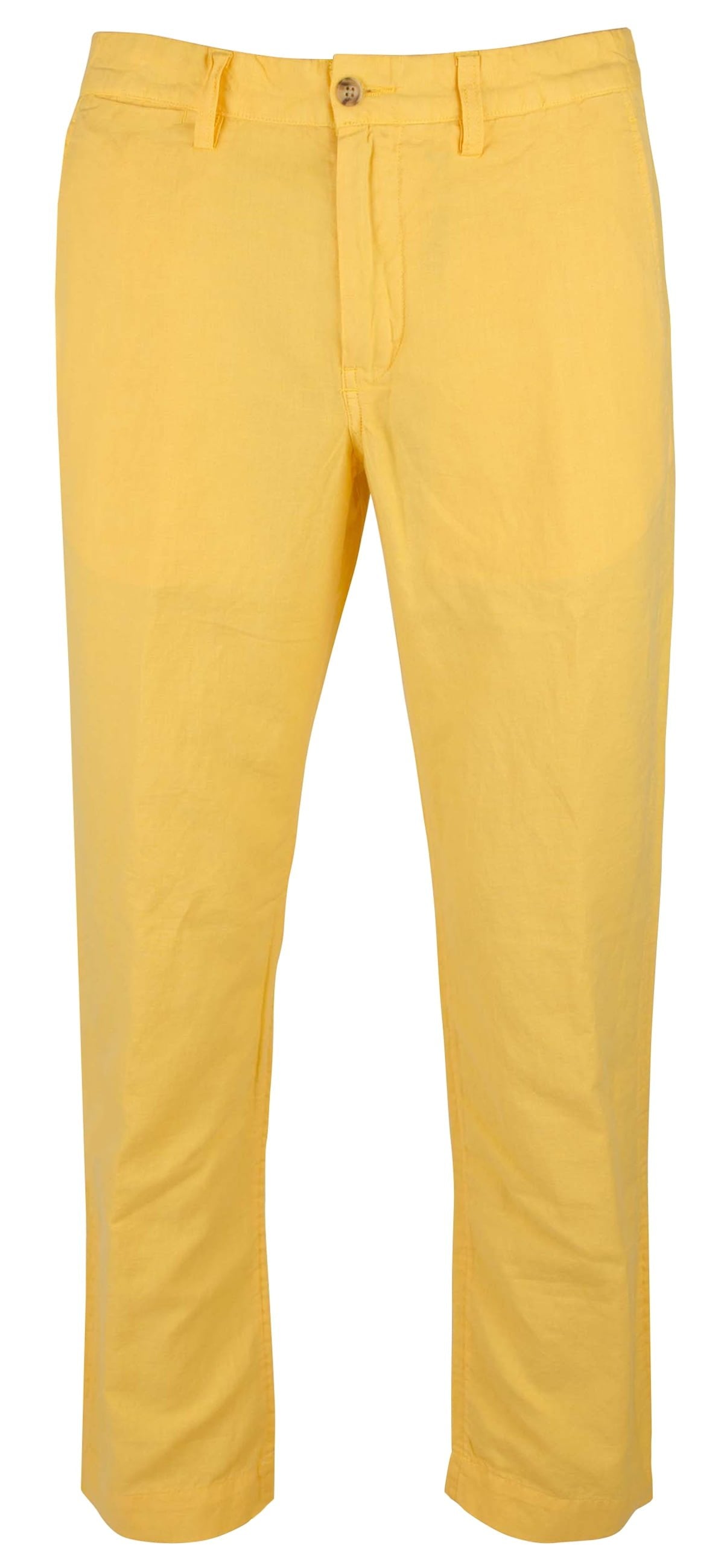Men's Straight Fit Linen Cotton Pants Ylw 36x34