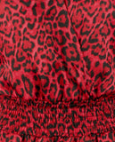 Women's Plus Size Long Sleeve Satin Wildcat Smock Dress 3X Crimson