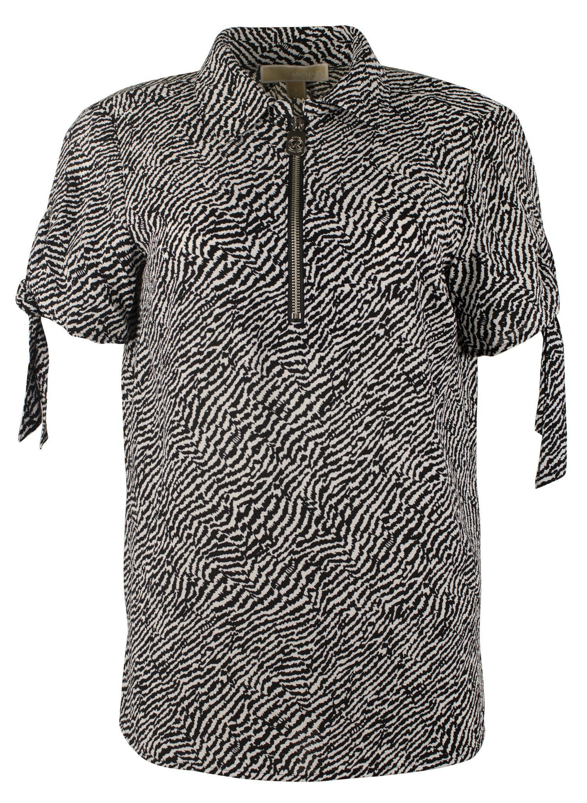 Michael Kors Women's Animal Print Grommet and Tie Sleeve Top
