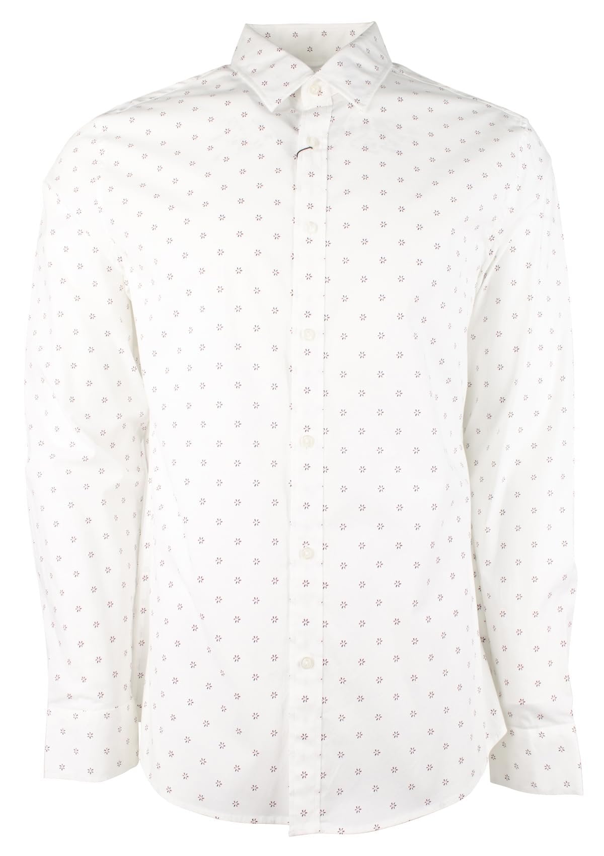 Michael Kors Men's Stretch Slim Fit Long Sleeve Shirt Wht Large