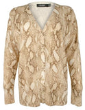 Ralph Lauren Snakeskin Print Cotton-Blend Cardigan Sweater Petite Medium
