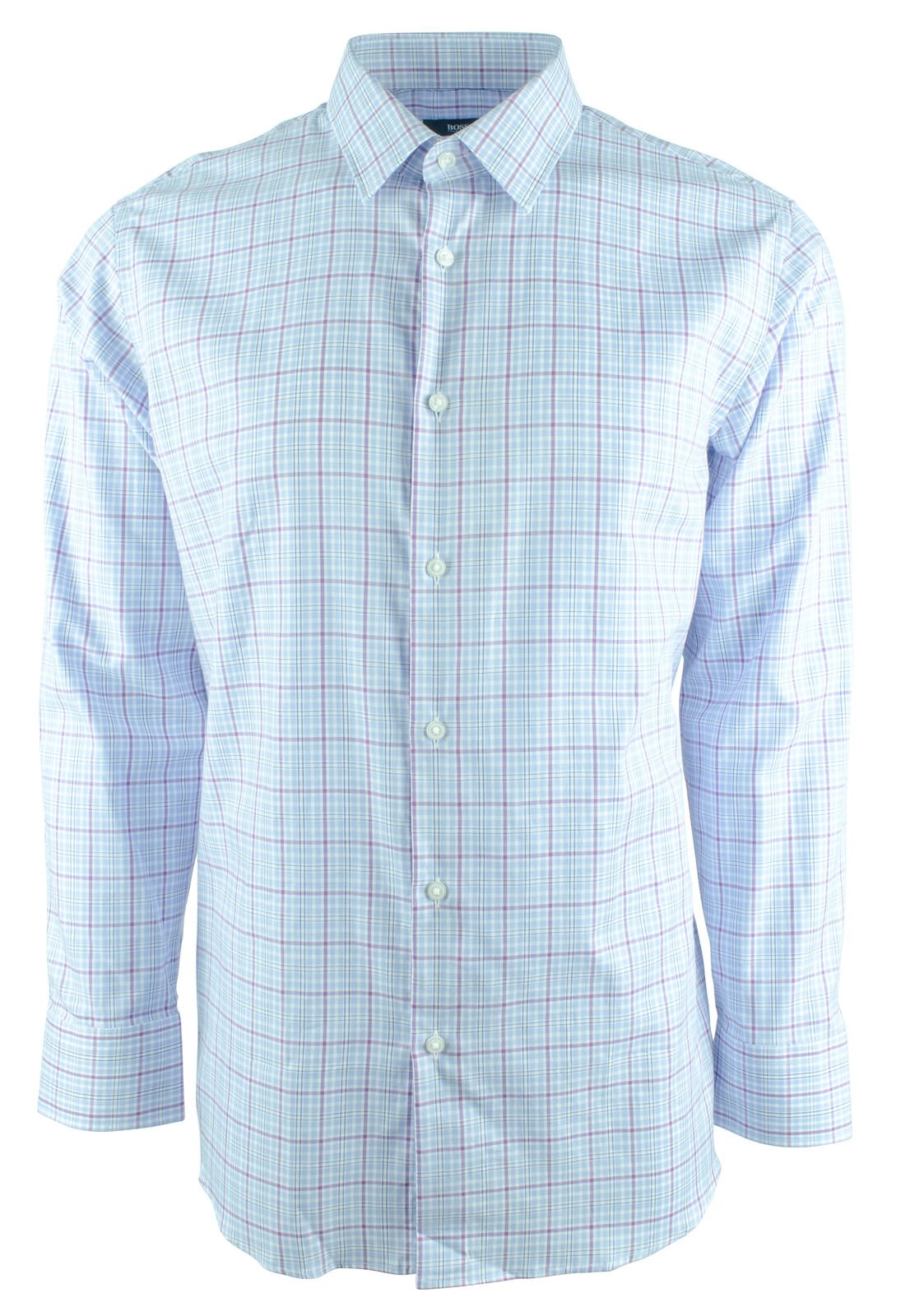 Hugo Boss Men's Enzo Plaid Regular Fit Long Sleeve Shirt-DP-15-1/2 (32/33) Dark Pink