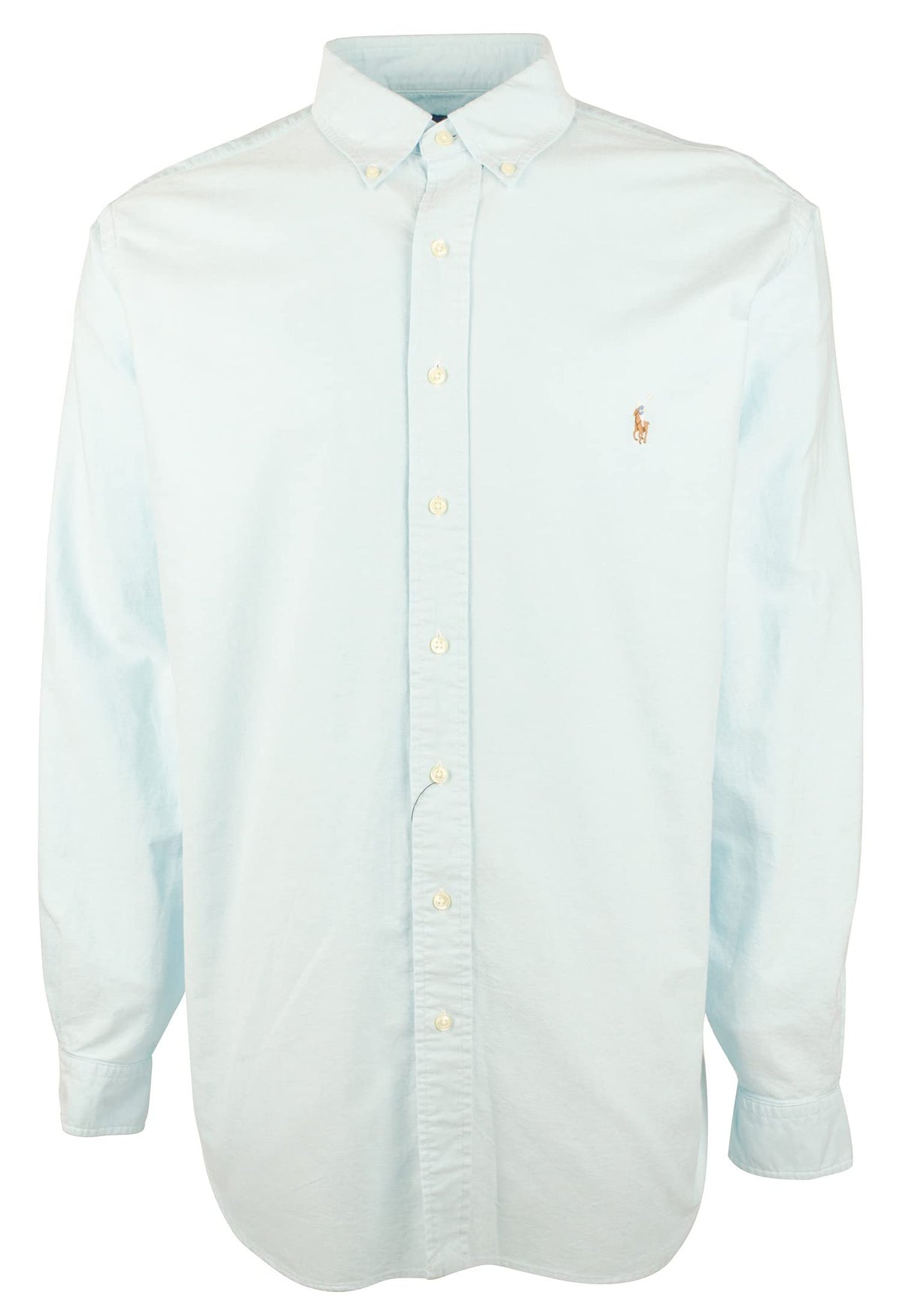 Men's Big and Tall Oxford Long Sleeve Shirt-AB-LT Aegean Blue