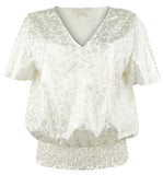 Michael Kors Women's Del3 Metallic Paisley Smock Top Blouse