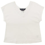 Girl's Cotton Lace Trim T-Shirt-White-Small(7)