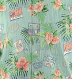 Tommy Bahama Men's Paradise Stretch Cotton Short Sleeve Camp Shirt Aqua Aloha Large
