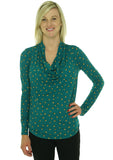 MICHAEL Michael Kors Womens Draped Neck Dip Hem Top Deep Sea Green XS