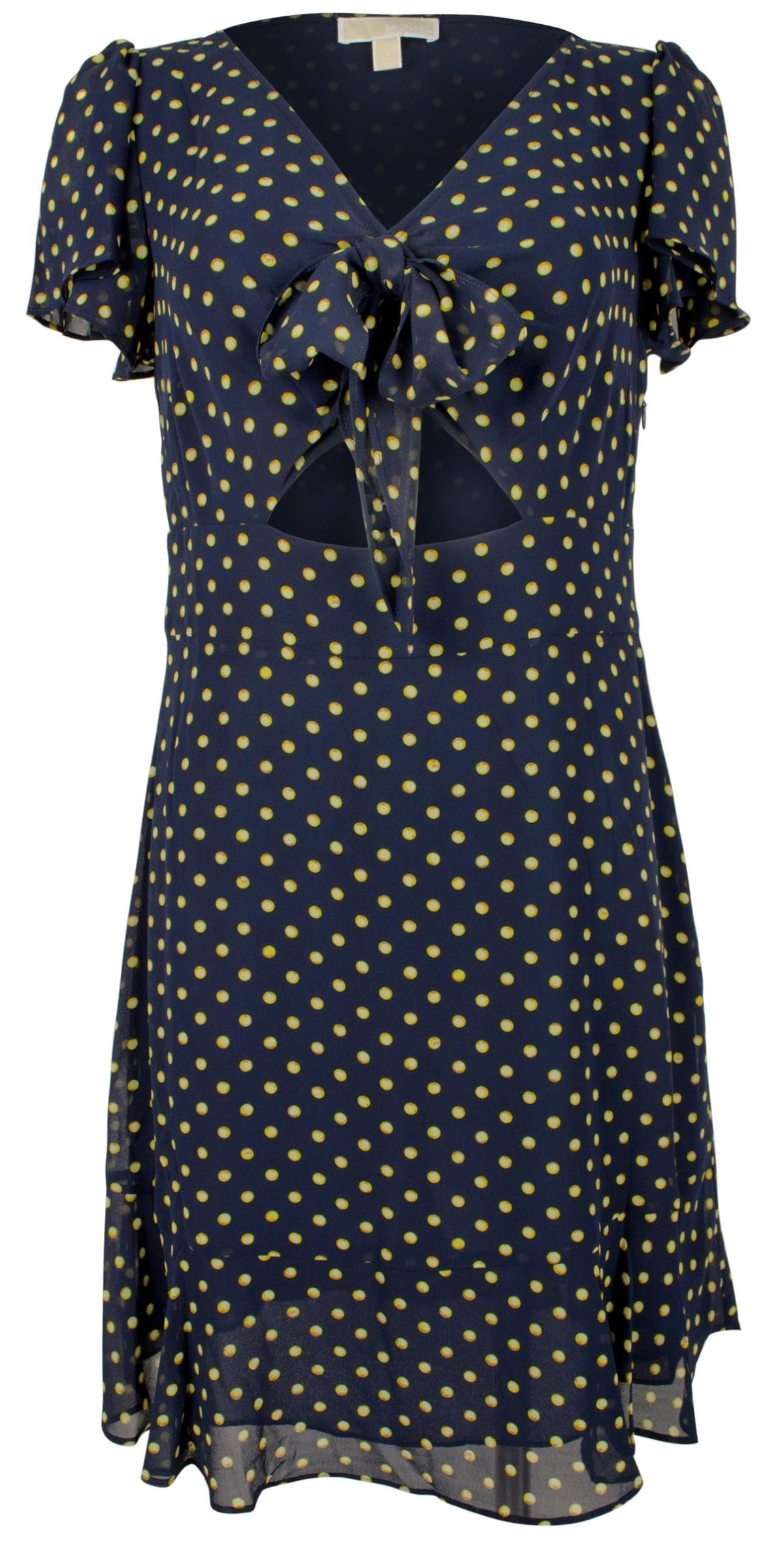 Michael Kors Women's V-Neck Short Flutter Sleeve Tiered Ruffled Hem Fit and Flare Dress MBL 6