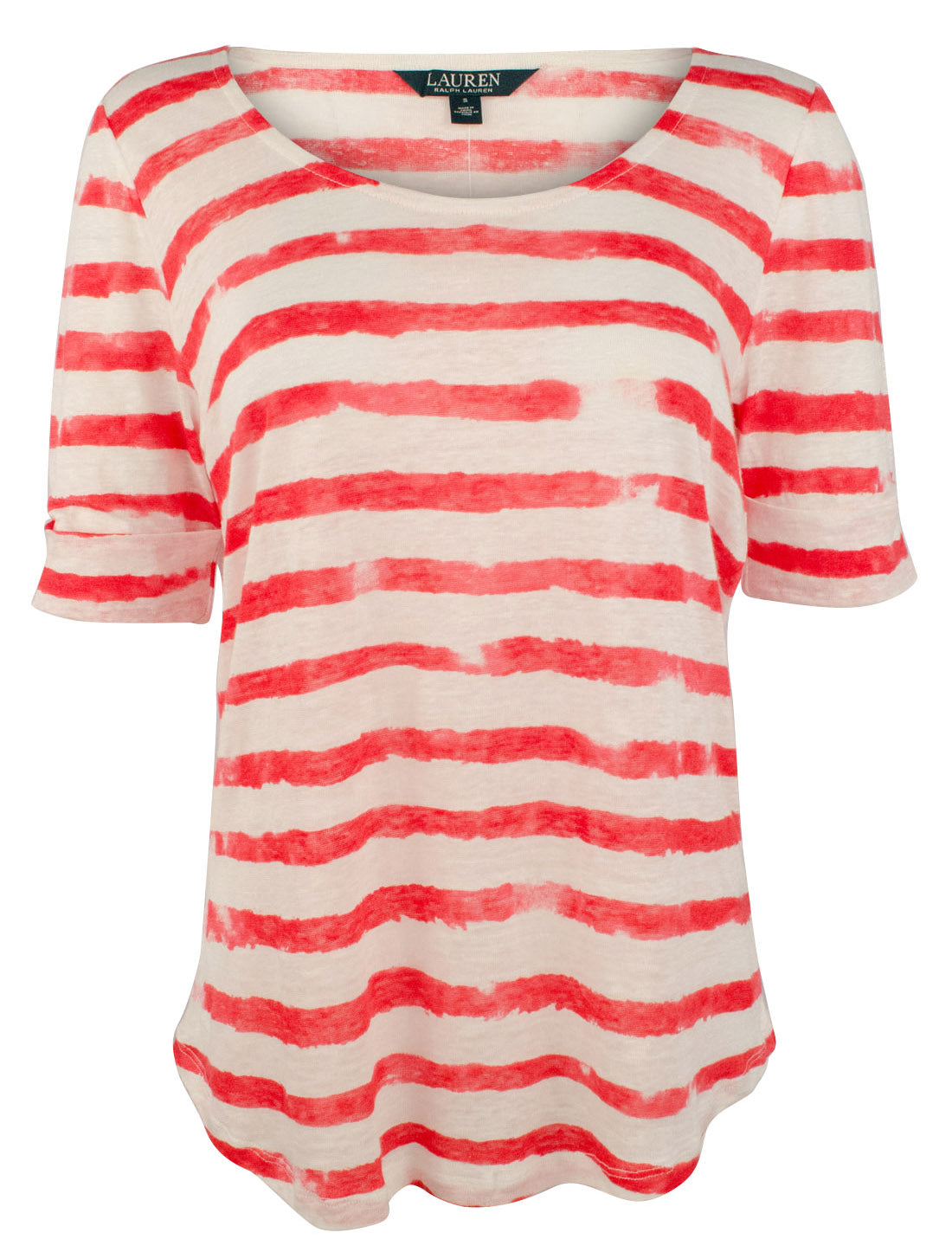 Lauren Ralph Lauren Women's Linen Striped Scoopneck Tee